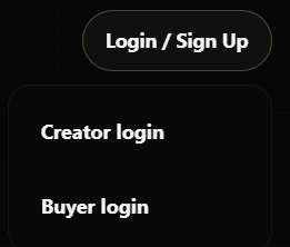 Menu Login atau Sign Up dengan pilihan Buyer login